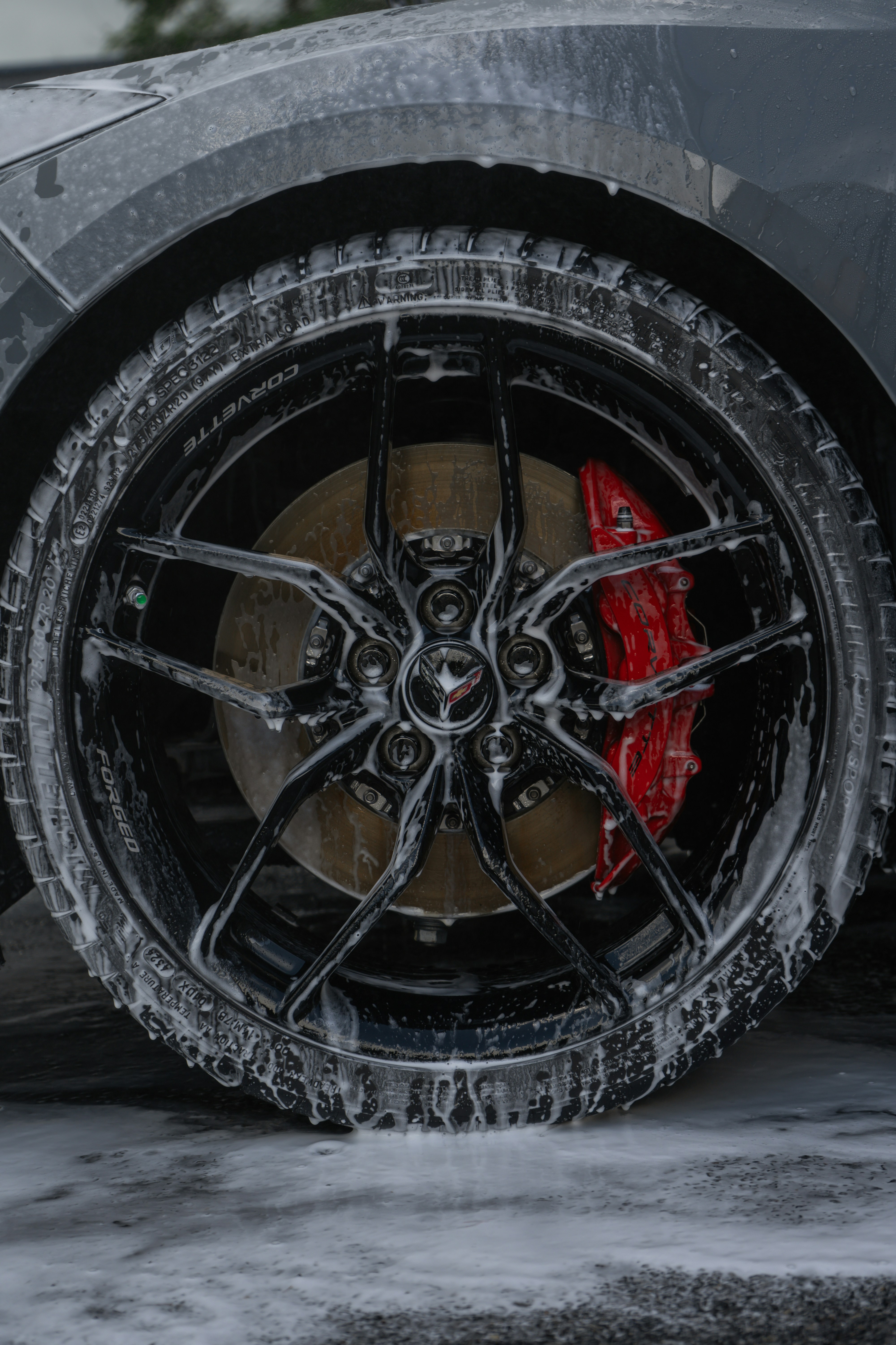 Car wheel with soap